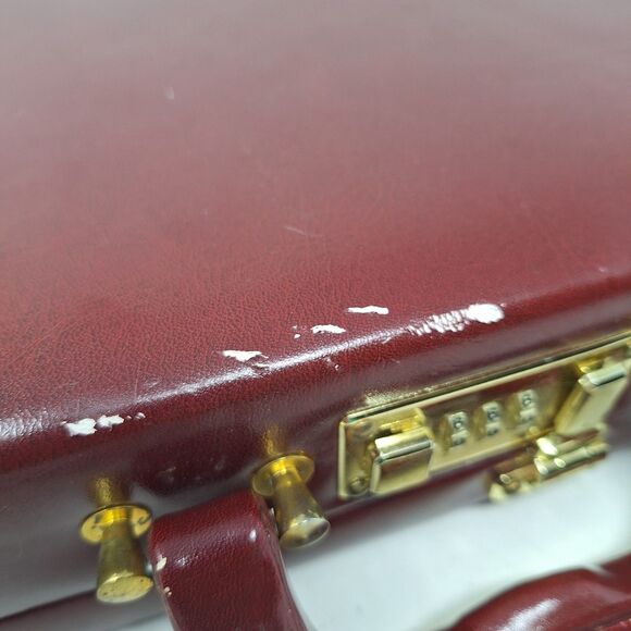 Vintage MCM Burgundy Red Faux Leather Jewelry Box Combination Lock Briefcase - Picture 11 of 15